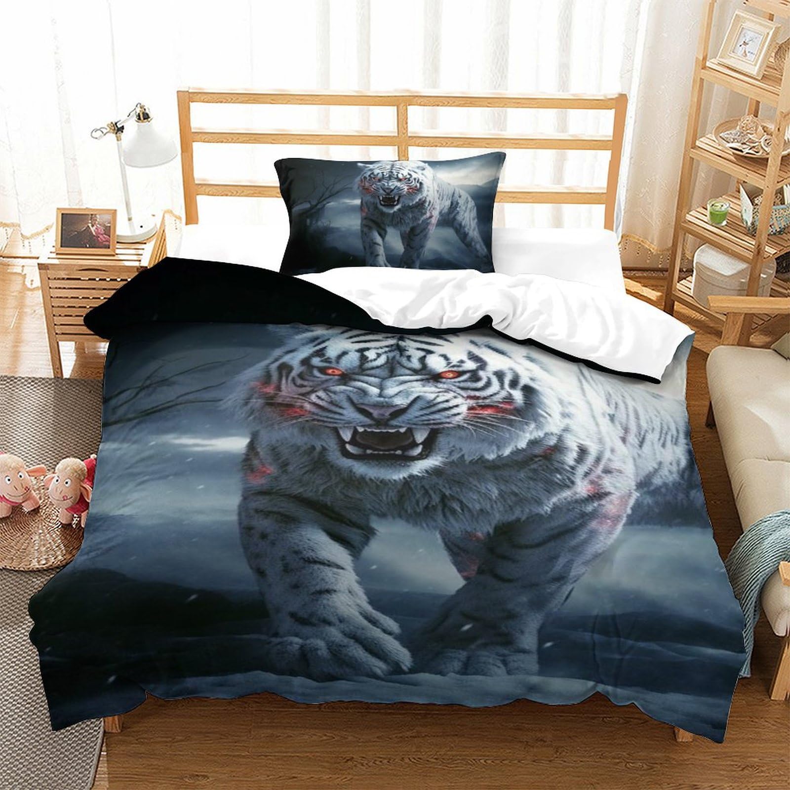 Parure de lit doux imprimé 3D 135x200 cm avec housse de couette et taies d'oreiller faciles à laver