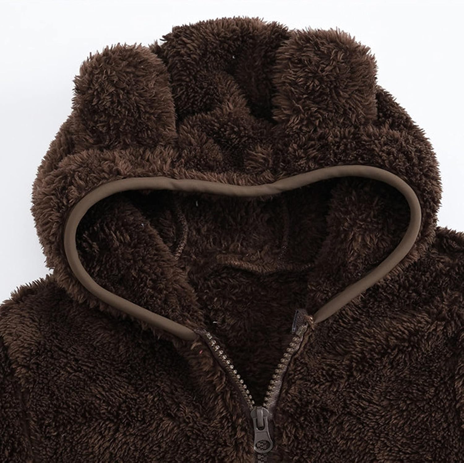 Toddler Baby Bear Ears Fleece Hooded Jacket Boy Girl Fuzzy Teddy Coat Zip up Hoodie Sweatshirt Winter Warm Outwear