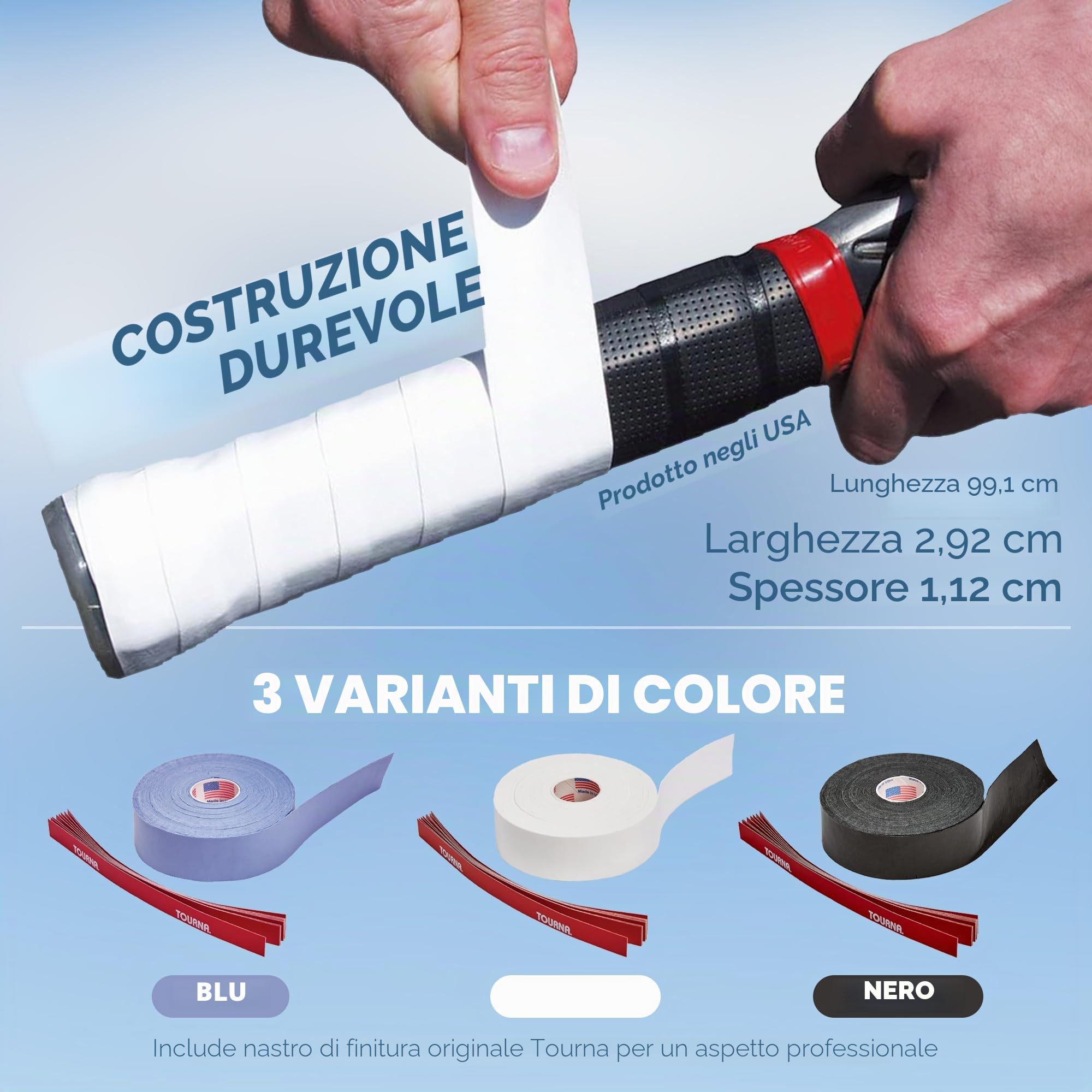 Tourna Mega TAC Grip - 10 rotoli di nastro per le mani (grip) da tennis