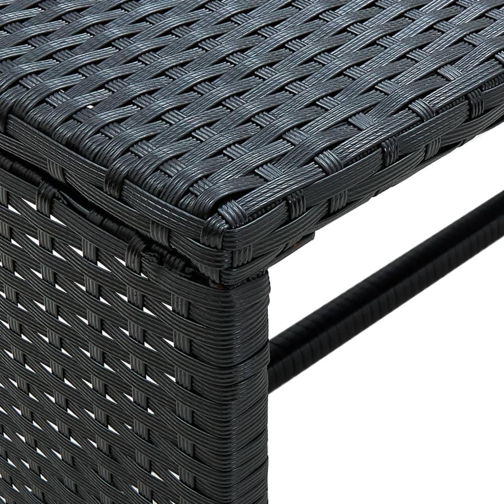 Black PE Rattan Coffee Table with Powder-Coated Steel Frame, Modern Rectangular Outdoor Side Table for Patio and Balcony, Durable Weather-Resistant Low-Maintenance Furniture