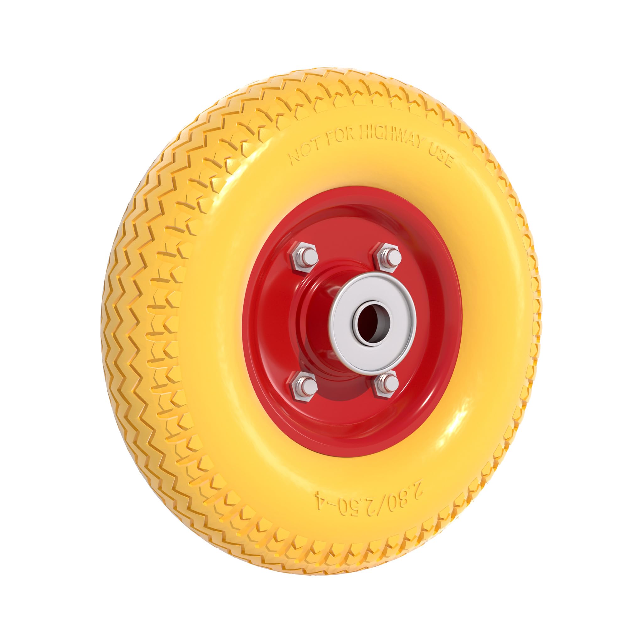 Wiltec Roue complète increvable 2.80/​2.50-​4 pour Diable – 225 x 60 mm – en PU/​Polyuréthane – profil rainuré – Capacité de charge max. 90 kg – pour Brouette Chariot