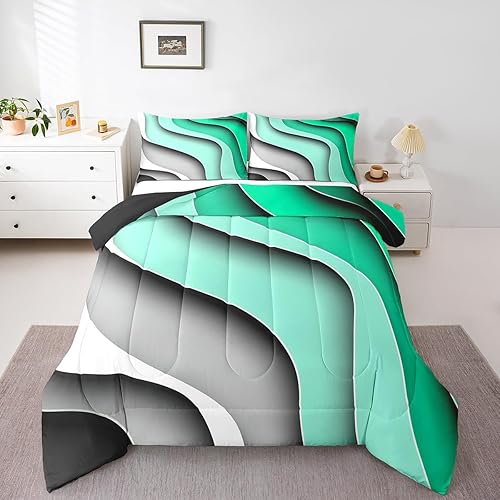 Erosebridal Juego de ropa de cama abstracta tamaño King, juego de edredón de olas oceánicas tropicales, juegos de ropa de cama y colecciones de ropa