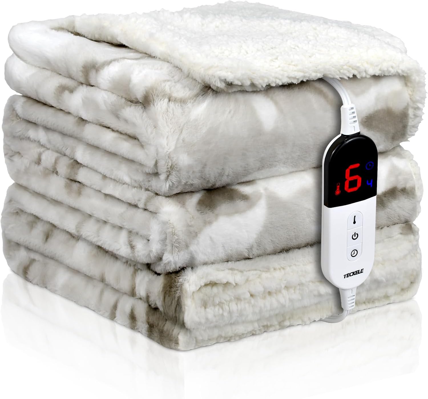 TECKELE Heated Blanket Throw 50"x60", Electric Blanket with 6 Heating