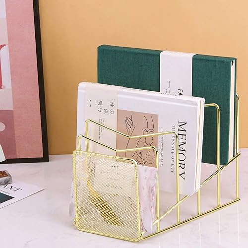 Miniatura 2 de Z PLINRISE Clasificador de archivos inclinado, estante de alambre para correos, carpetas y libros, organizador de almacenamiento de papel de