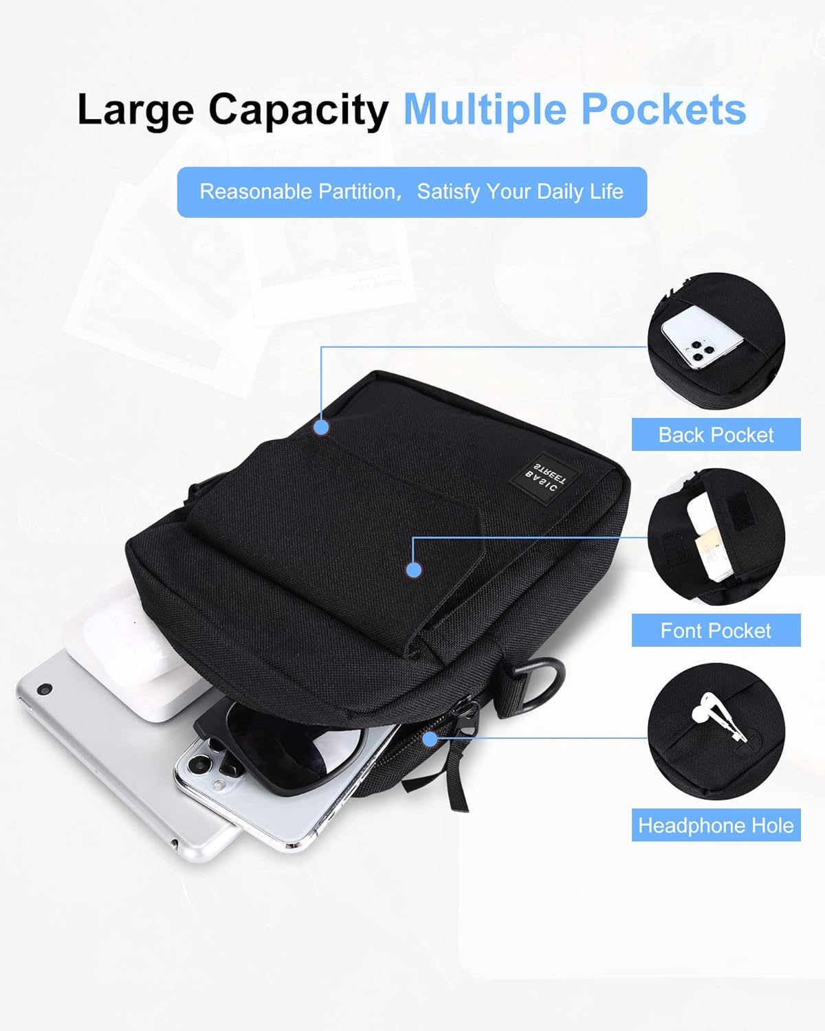 Small Crossbody Bag Side Shoulder Bag For Men, Women Mini Messenger Bag - Image 4