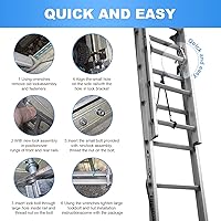 Vista 7 de Kit de bloqueo de peldaños 28-11 para cerraduras de escalera de extensión de aluminio Werner, compatible con escalera de extensión Werner