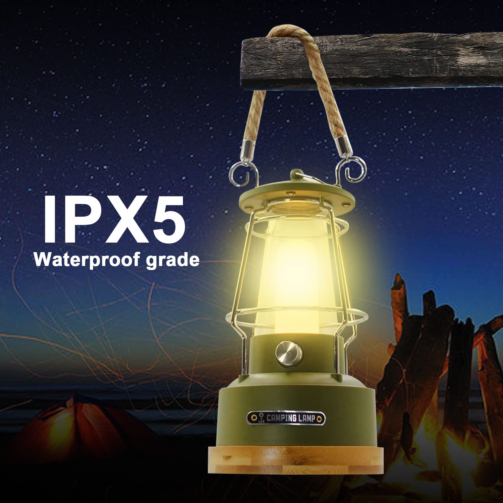 Camping Laterne Wiederaufladbar,LED Campinglampe, Retro Campinglampe, Wiederaufladbare USB Outdoor Lampe, für Camping, Stromausfälle, Garten und Dekoration