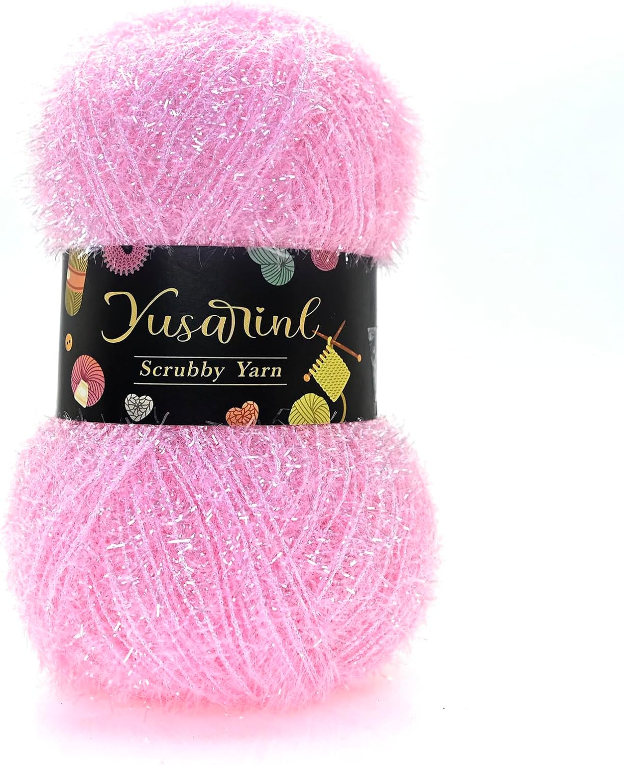 Polyester Dish Scrubby Yarn Sparkle Bright String Gritty Texture 3.53oz,218Yards Versatile & Durable Thread for Crocheting Knitting Dishcloths Craft DIY Project-Moss