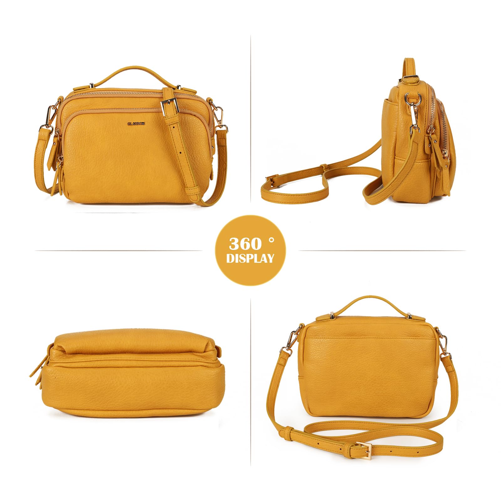 Gladdon Borse a tracolla da donna, piccole borse a tracolla con tasche multiple, pelle PU, cerniera, borsa a tracolla alla moda con tracolla regolabile e rimovibile, piccola