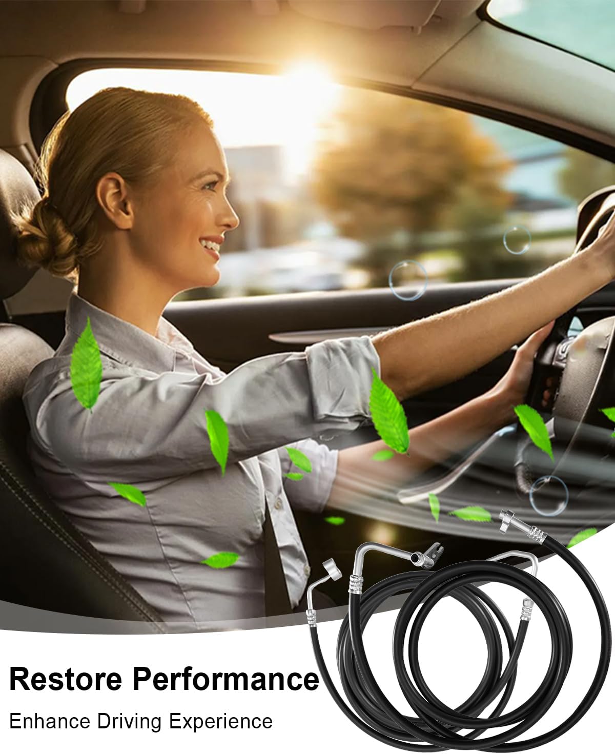 SU33468 Rear AC Line Set Fit for Chevy Suburban Cadillac Escalade ESV Yukon XL 2007-2014, High Pressure Air Conditioning Hose Replacement