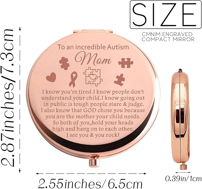 Espejo de maquillaje CMNIM redondo 7.3 cm con diseño de conciencia autista miniatura 3