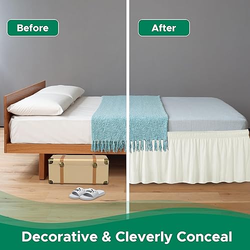 Miniatura 7 de Faldones Biscaynebay para cama, con elástico, envolventes, fáciles de ajustar, resistente a las arrugas y a la decoloración, tela sedosa y lujosa,