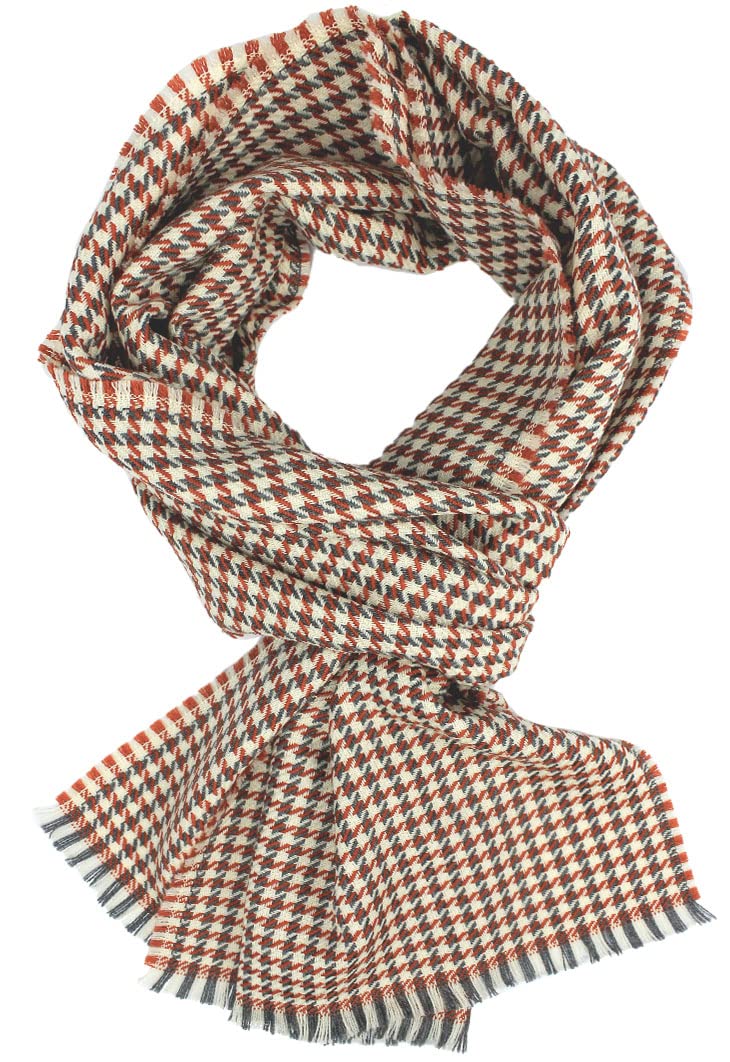 Rotfuchs Bufanda de lana pura para otoño e invierno, unisex, diseño de patada de gallo lila, 38 x 190 cm, fabricada en Alemania, naranja, XL
