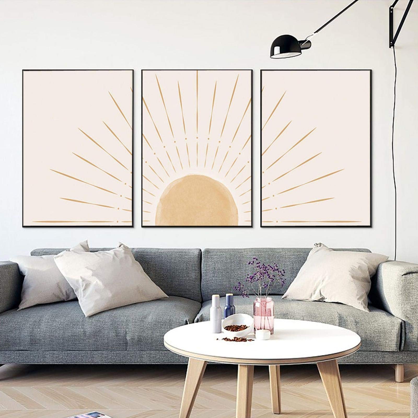 Tableau Abstrait Soleil Levant Boho pour salon moderne - triptyque chic 50x70 cm - 8