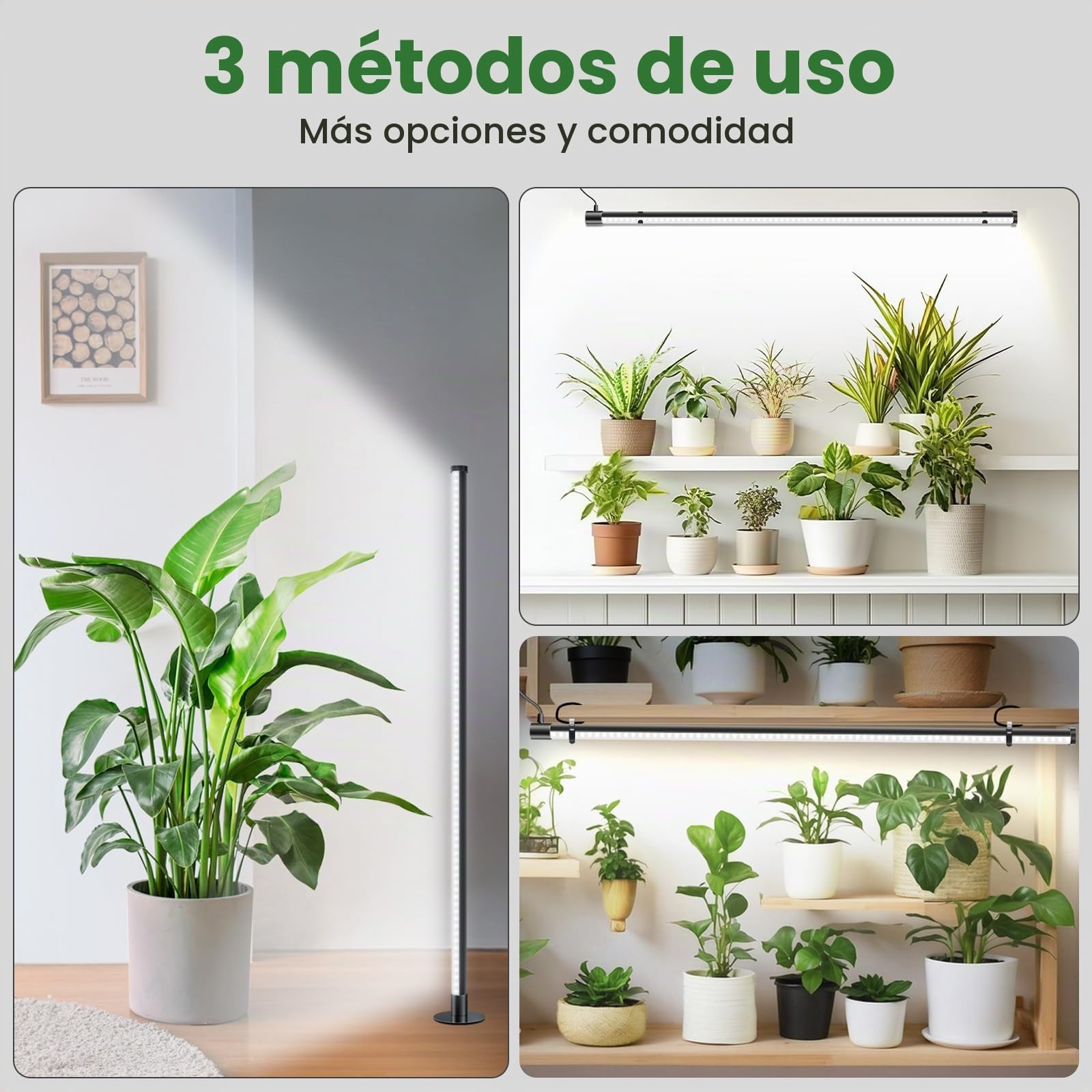 wolezek - Luces de cultivo para plantas de interior de espectro completo, luz de crecimiento de 4/4 pies de altura, 216 luces LED de 6000 K 42 W para cultivo en interiores, 3 modos de montaje, base