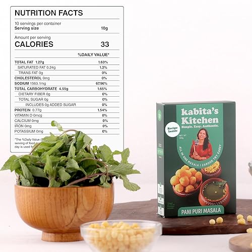 Miniatura 3 de Cocina de Kabita Pani Puri Masala  3.53 oz  Pani Puri Masala 100% vegetariana  GolGappa Masala Premium