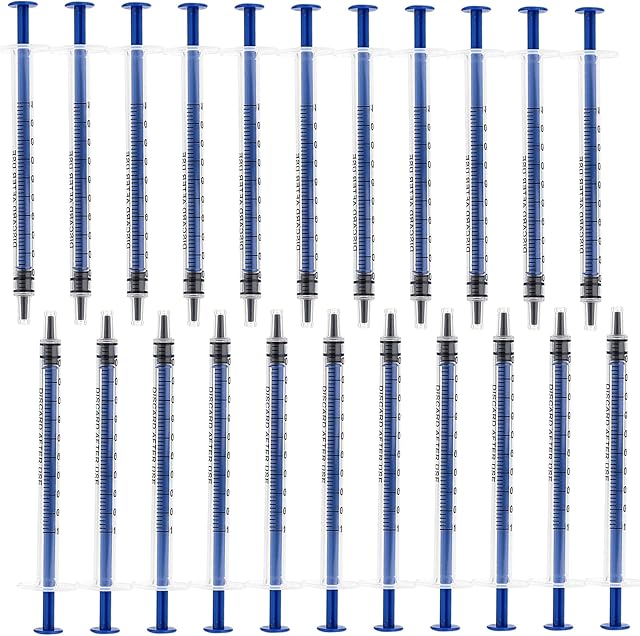 20PCS 1Ml Plastic Syringes Measuring Syringe No Needle Syringe Reusable 1Ml Syringes Sterile Colostrum For Scientific Lab Baby Medicine Dispensing Liquid Measuring Watering Pet Feeding Glue Applicator