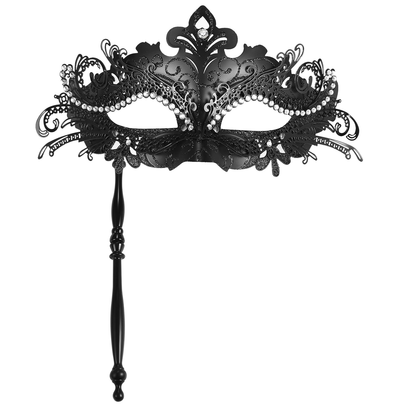 JewelryWe Masquerade Mask with Stick for Women Venetian Carnival Mardi Gras Cosplay Party Prom Masks Ball Accessories
