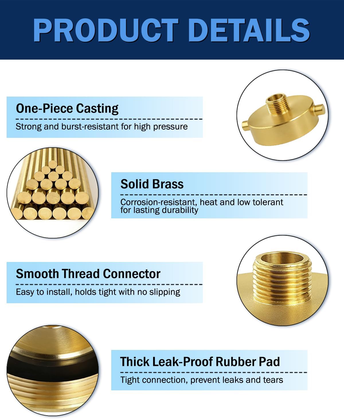2PCS Fire Hydrant Adapter Brass 2-1/2" NST/NH Female x 3/4" GHT Male, Hose Adapter with Pin Lugs to Garden for Fire Fighting Irrigation