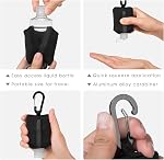 Hand Sanitizer Bottle Case Holder, Travel Size Empty Bottle Refillable Containers for Soap, Lotion, and Liquids - 60ML/2 oz Flip Cap Reusable Bottles with Carabiner Carriers (Black)