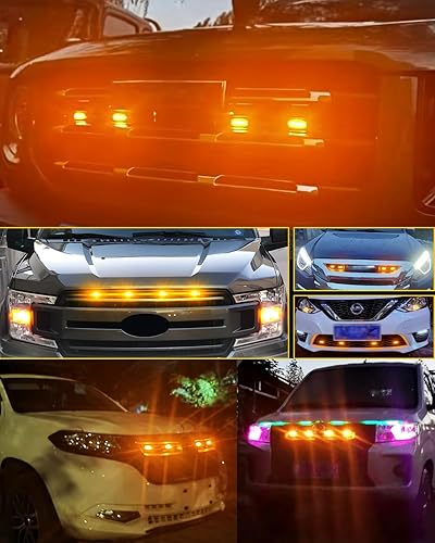 Miniatura 7 de Luz de rejilla delantera para automóvil, luz ámbar de circulación diurna, luz de advertencia decorativa para Ford Toyota Raptor Jeep, vehículos