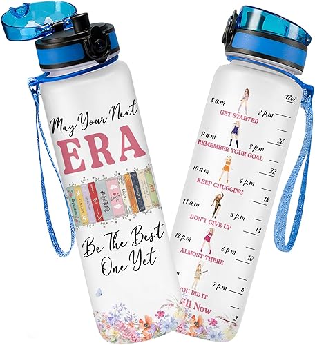 Miniatura 25 de Botella de seguimiento de agua de 32 oz, botella de agua para recordar beber, botella con marcador de tiempo, botella de agua motivacional aislada