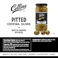 Vista 4 de Collins Aceitunas sin hueso: guarnición popular para cócteles, martinis sucios, ensaladas, bandejas de queso, embutidos, aperitivos, 4 onzas