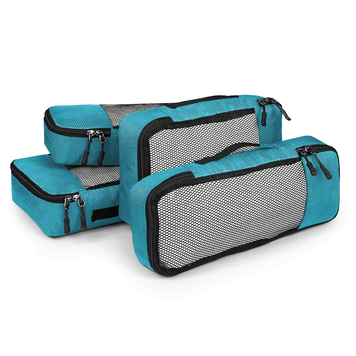 Polyester Packing Cubes, Travel Pouch Bag - Suitcase Organiser Set Of 4 (2 Small, 2 Slim) - Sky Blue-image-21