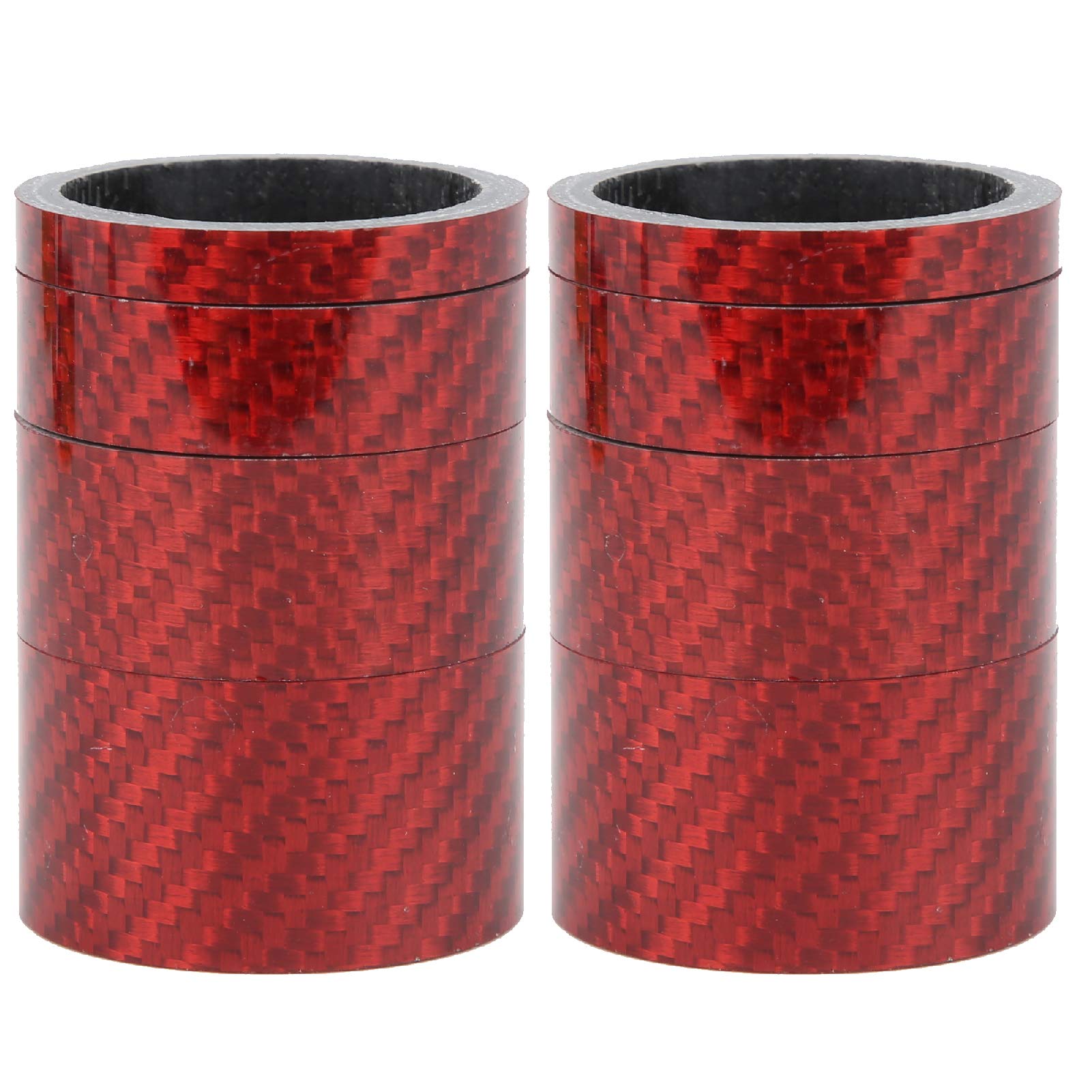 ZenithAur Carbon Fiber Headset Spacer pack of 2, Bicycle Stem Washer Set includes 5mm 10mm 15mm 20mm sizes for 1 1/8 inch 28.6mm steerer (Red)
