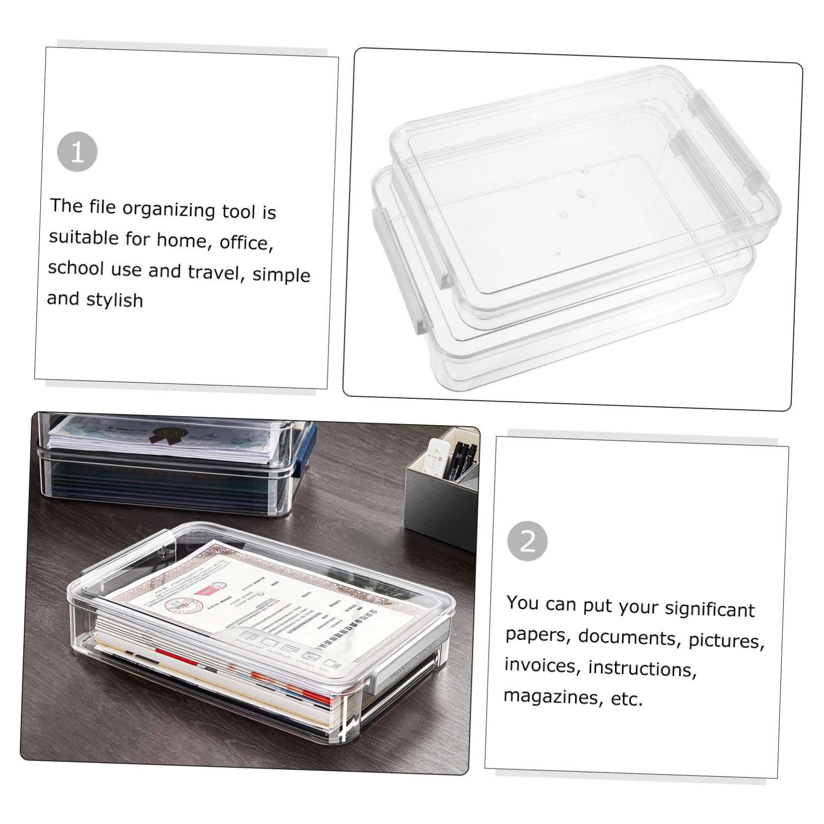 2stücke Dokumentenbox Transparent Großer Kapazität Für Zuhause Büro Schule Reisen Tragbar Für Zertifikate Papiere Dokumente Bilder Rechnungen Anleitungen Zeitschriften Aufbewahrung