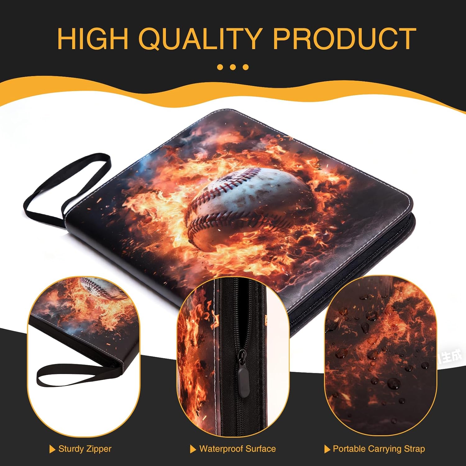 9 Pocket Baseball Card Binder, Premium Zip Trading Card Binder 990 Double Sided Pocket PU Collection Binder, Collector Album, Card Folder for MTG, TCG, Sports Cards