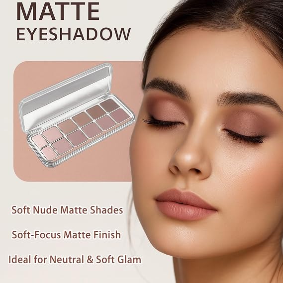12-Color Matte Grey-Pink Eyeshadow Palette – Waterproof & Long-Lasting Highly Pigmented with Blendable Texture, Ideal for Smokey or Natural Eye Looks, Great for Women’s Makeup Routine