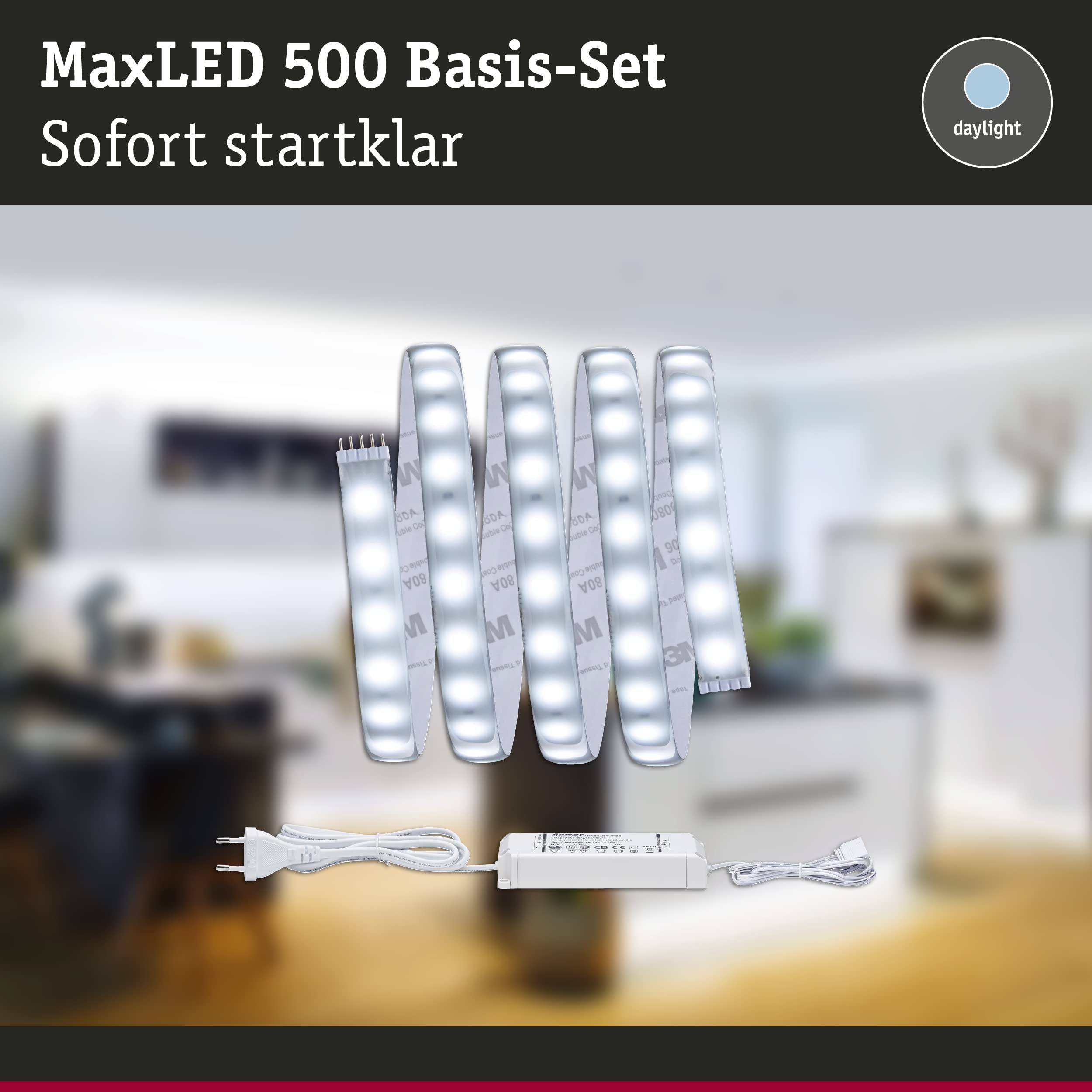 Paulmann 70667 LED Strip MaxLED 500 Basic Set incl. 1x8.5 watt dimmable Lighting Strip Silver Light Strip Plastic LED Strip 6500 K - Image 3