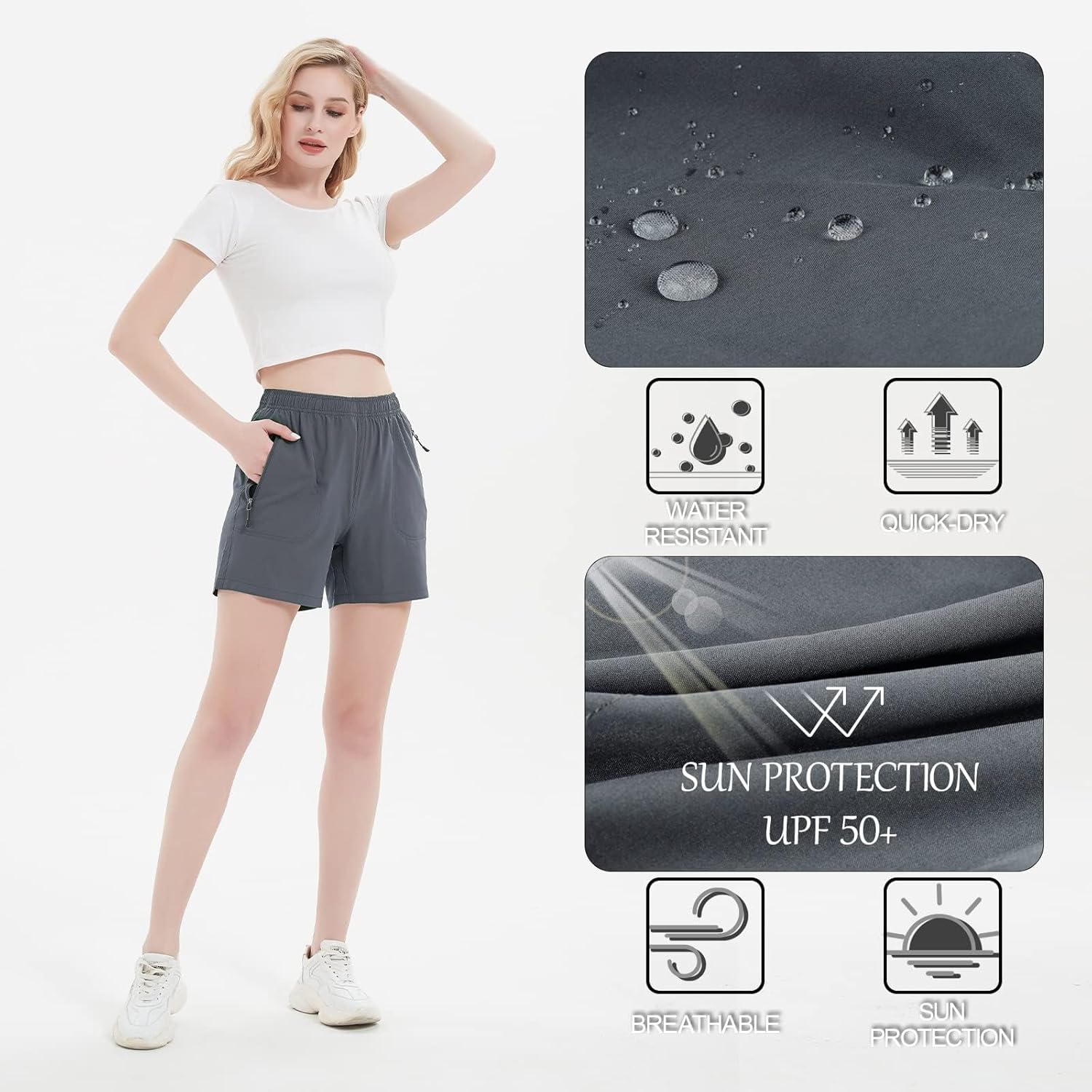 Women's 5" 7" Hiking Cargo Shorts Quick Dry Lightweight Athletic Outdoor Shorts for Workout with Zipper Pockets