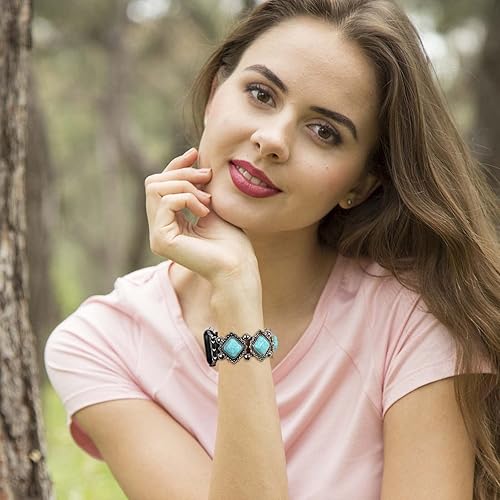 Miniatura 2 de CHARMINGO Pulsera de cuentas compatible con Apple Watch Band de 1.49, 1.57, 1.61, 1.65, 1.73, 1.77 y 1.73 pulgadas, correa elástica bohemia turquesa