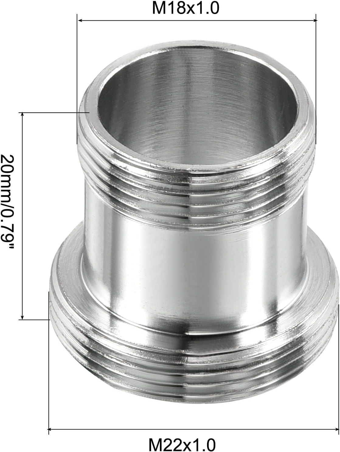 PATIKIL M22*1.0 Male to M18*1.0 Male Thread Faucet Adapter, Chromed Aerator Connector Fitting for Garden Hose Water Filter Pipe, Silver