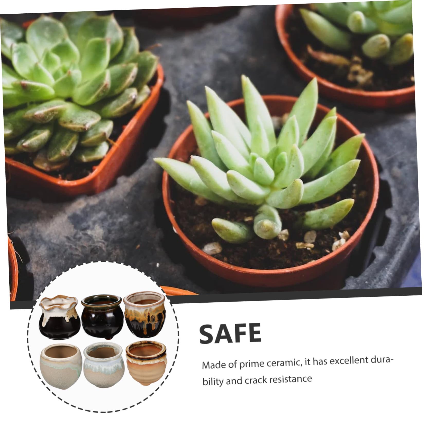 VANZACK 6 Pots en Céramique pour Plantes Mini Trous de Drainage pour Cactus Jardin ou Bureau