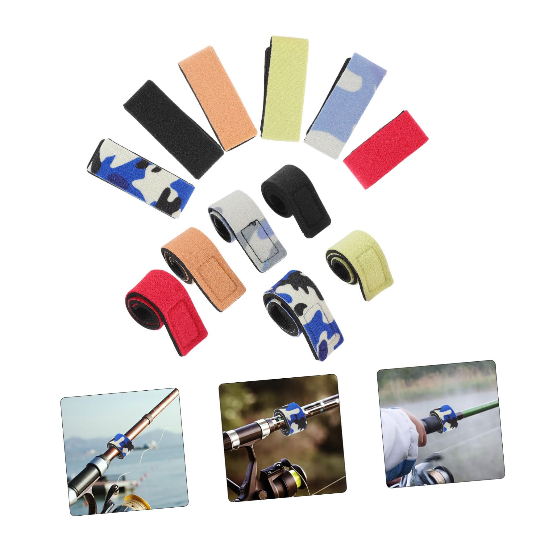 SUPVOX Fishing Pole Holders Spinning Rods Belt 12pc Stretchy Rods Belt Stable Straps