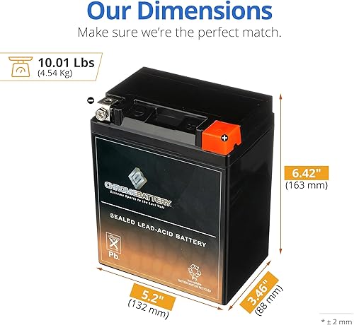 Miniatura 3 de YTX14AHL-BS Power Sports batería de alto rendimiento.