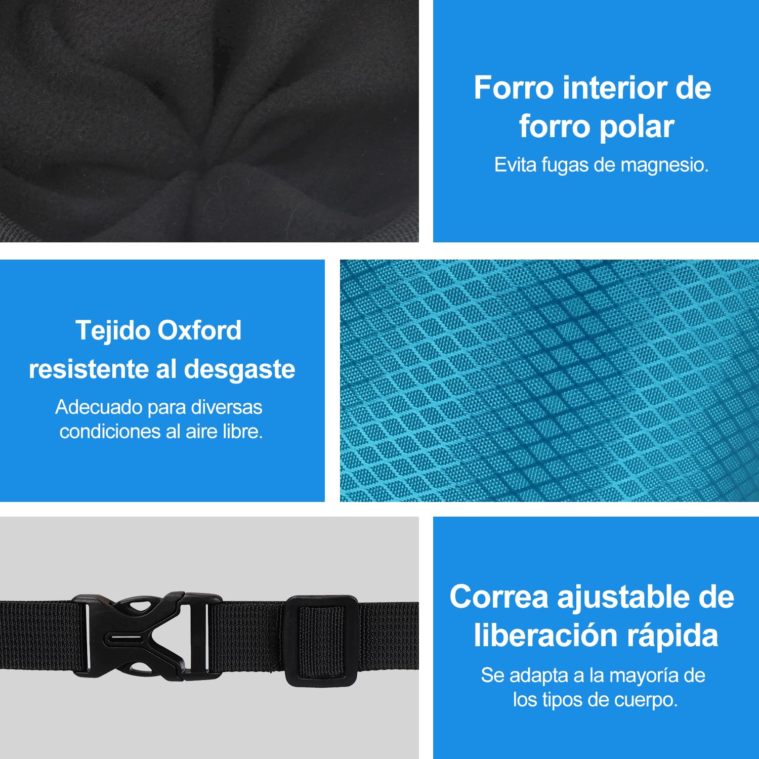 Supregear Bolsa de Magnesio para Escalada en Roca, Bolsillo Grande con Cremallera, Cierre de Cordón y Mosquetón