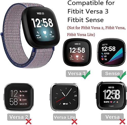 Miniatura 2 de Vancle Bandas de nailon para Fitbit Versa 4, Fitbit Sense 2, Fitbit Versa 3, bandas Fitbit Sense, correas de repuesto ajustables suaves y