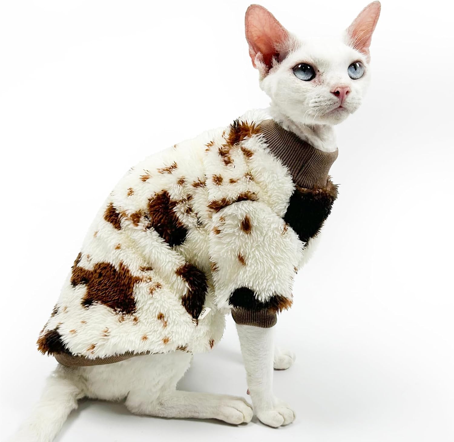 Cat Flannel Clothes, Warm Soft Winter Jumpsuit Sweater Shirt Clothing for Hairless Sphynx Devon & Indoor Kittens (XL)