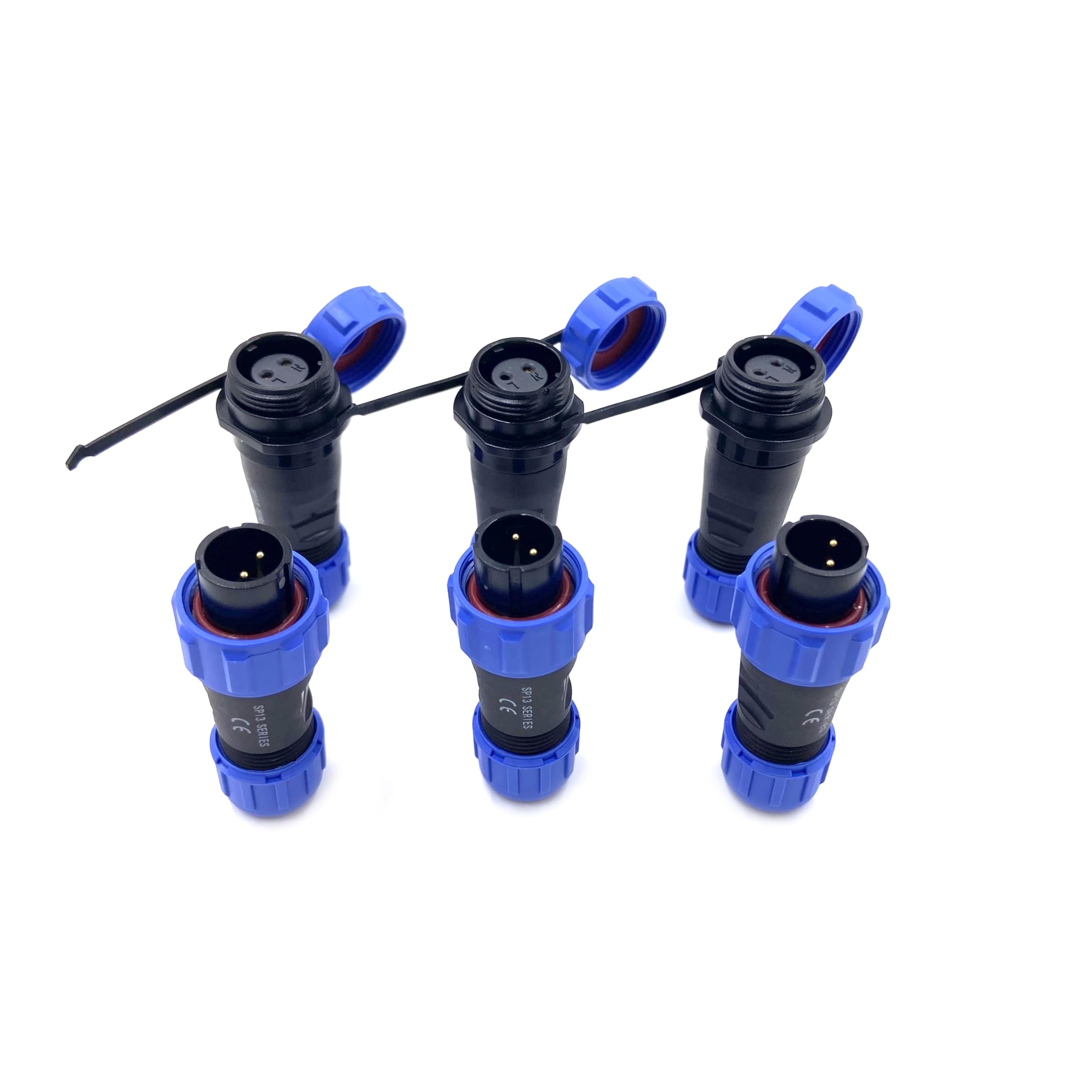 3 connettori per aeronautica SP13 2 poli, IP68 2 pin, spina aviazione senza saldatura, spina impermeabile per lampade esterne, 250 V 13 A (14 AWG cavo a vite crimpatura)