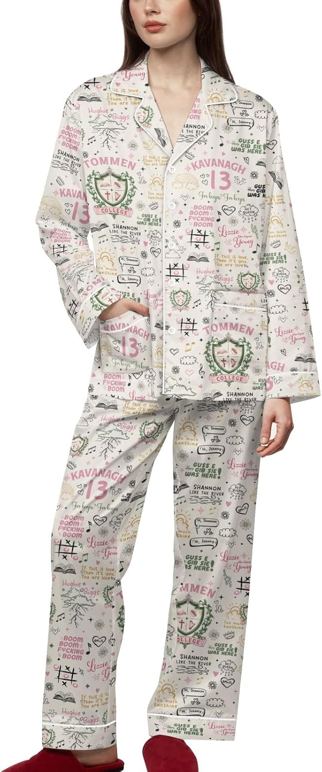 Unisex Pajama Set, Long Sleeve Button-Up Top and Pants, Soft Stretchy Sleepwear for Men and Women