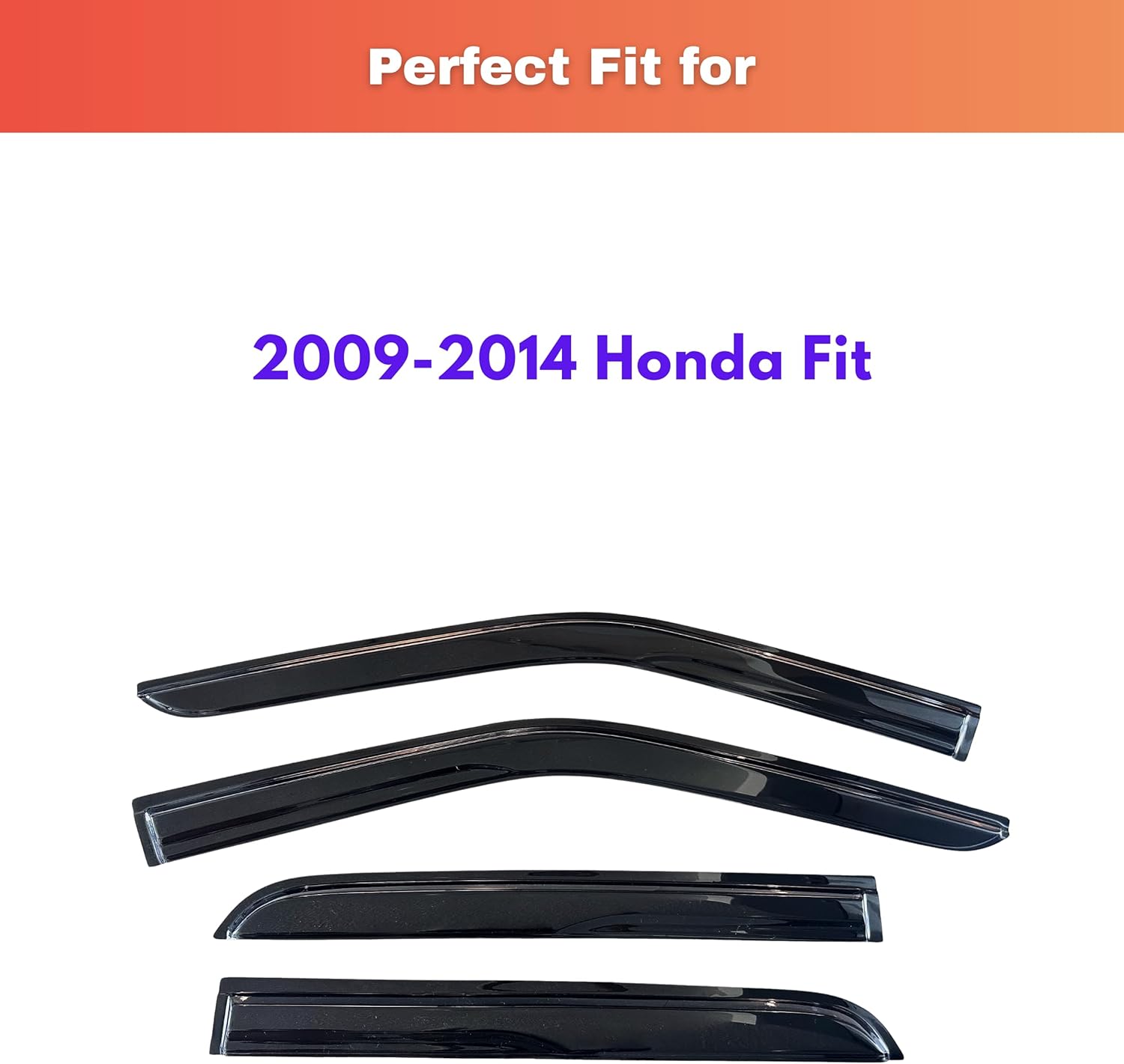 kpy rain guards fit for 2009-2014 honda fit, out-channel window visors vent wind deflectors 4pc, car accessories for 09-14 honda fit 2009-2014 fit