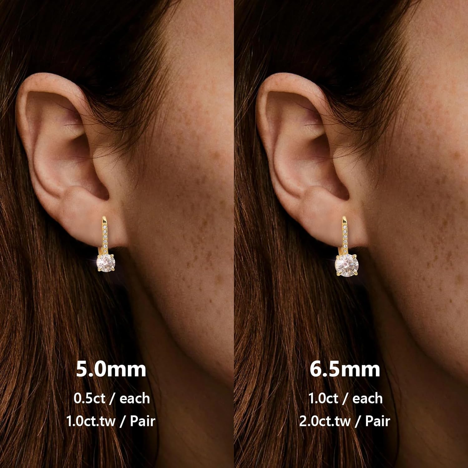 KRKC Moissanite Earrings, 1.0ct-2.0ct D Color Lab Created Diamond Earring, 14k White Gold Plated Sterling Silver Dangle Earrings S925 Leverback Drop Earring for Women Hypoallergenic Jewelry for Gifts - Image 4