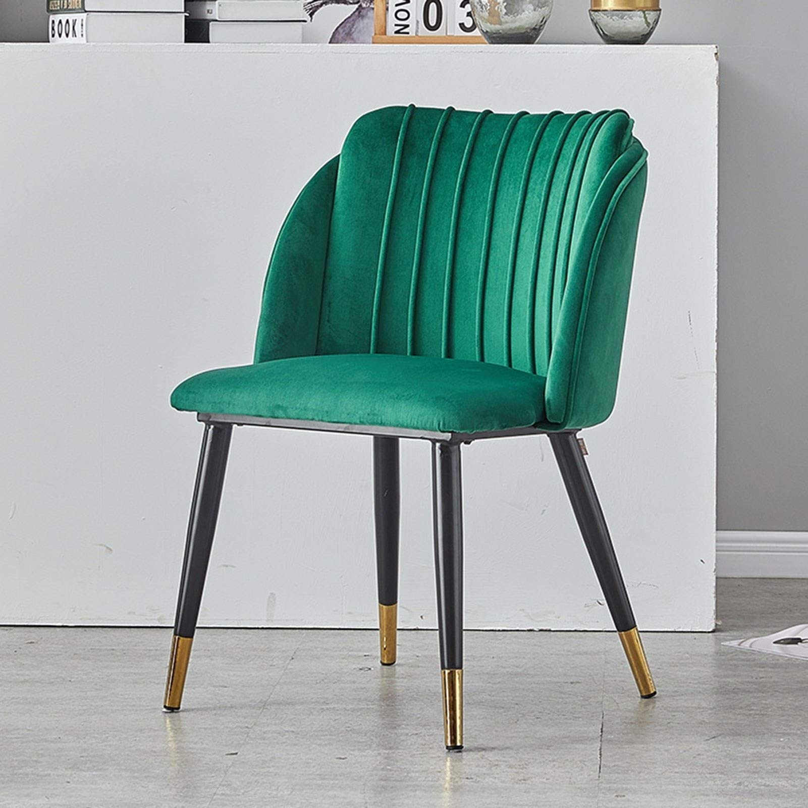 SJIALEN 2pcs Kitchen Dining Chairs,for Dining Room Hotel Office Lounge Chair Soft Padded Seat and Backrest Golden Velvet Chair Kitchen Chair (Color : Green)