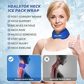 Neck Ice Pack Wrap,Cervical Ice Pack,Cold Compress Ice Packs for Injuries Reusable Cold & Hot Therapy Adjustable Flexible Gel Migraine Ice Head Wrap for Neck Pressure (Blue)