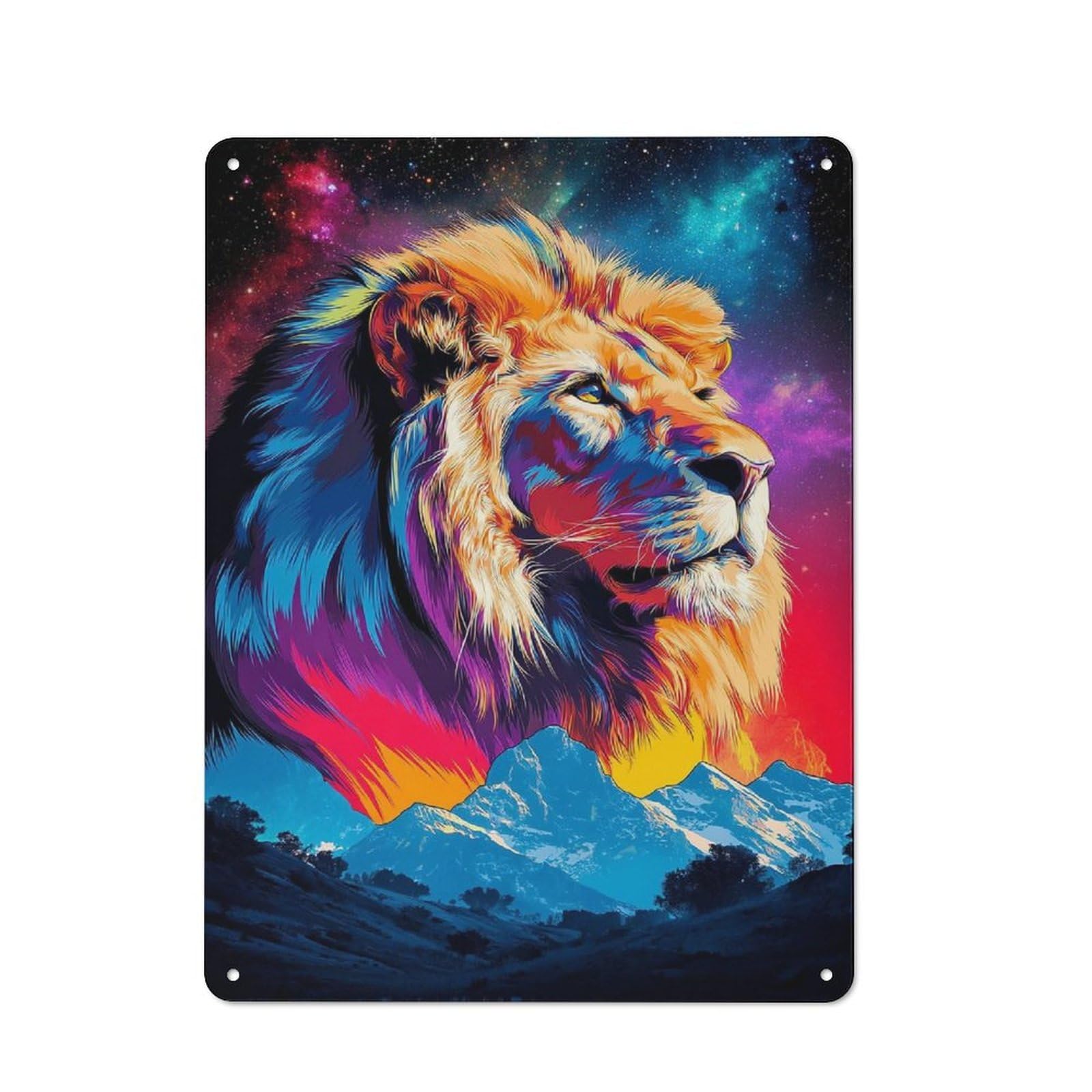 Galactic Lion Majesty -2 Rustic Tin Sign 40x30cm, Vintage Porch Wall Decor for Conservatory, Home Bar Or Utility Room