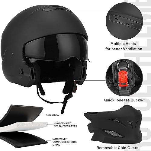 Miniatura 2 de Casco de cara completa para motocicleta unisex-adulto para bicicleta de tierra, ATV, scooter, crucero, casco de motocross de 34 de cara